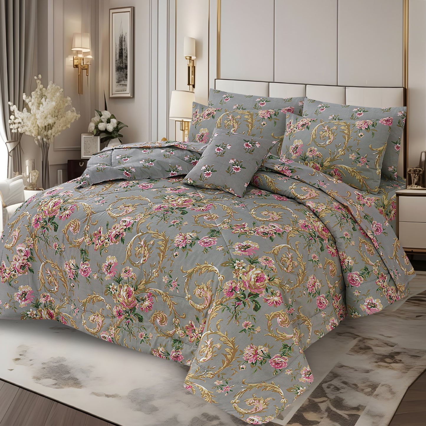 PREMIUM SUMMER KING SIZE COMFORTER SET - 7-PIECE