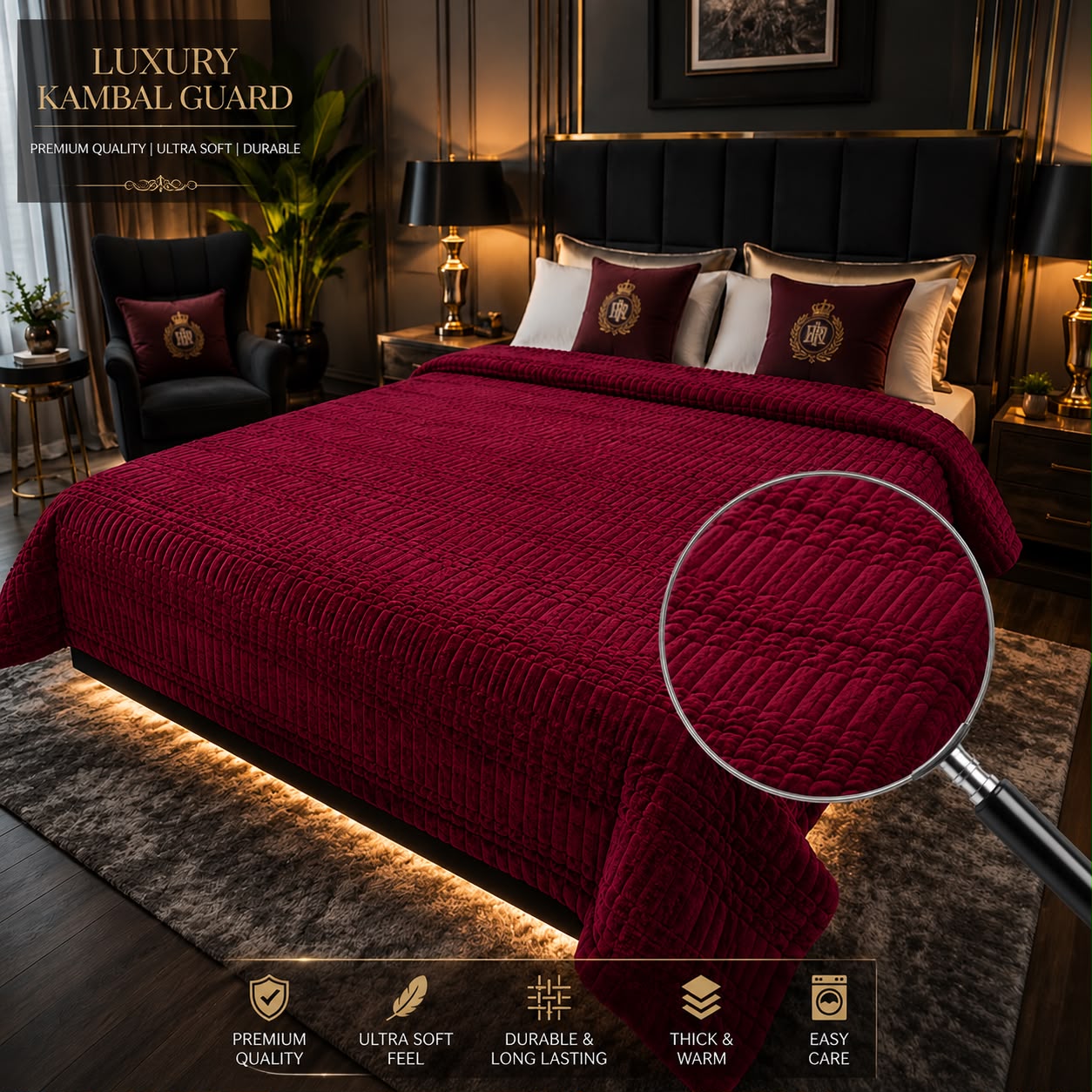 Luxury Bubble AC Blanket-Burgundy (Maroon)