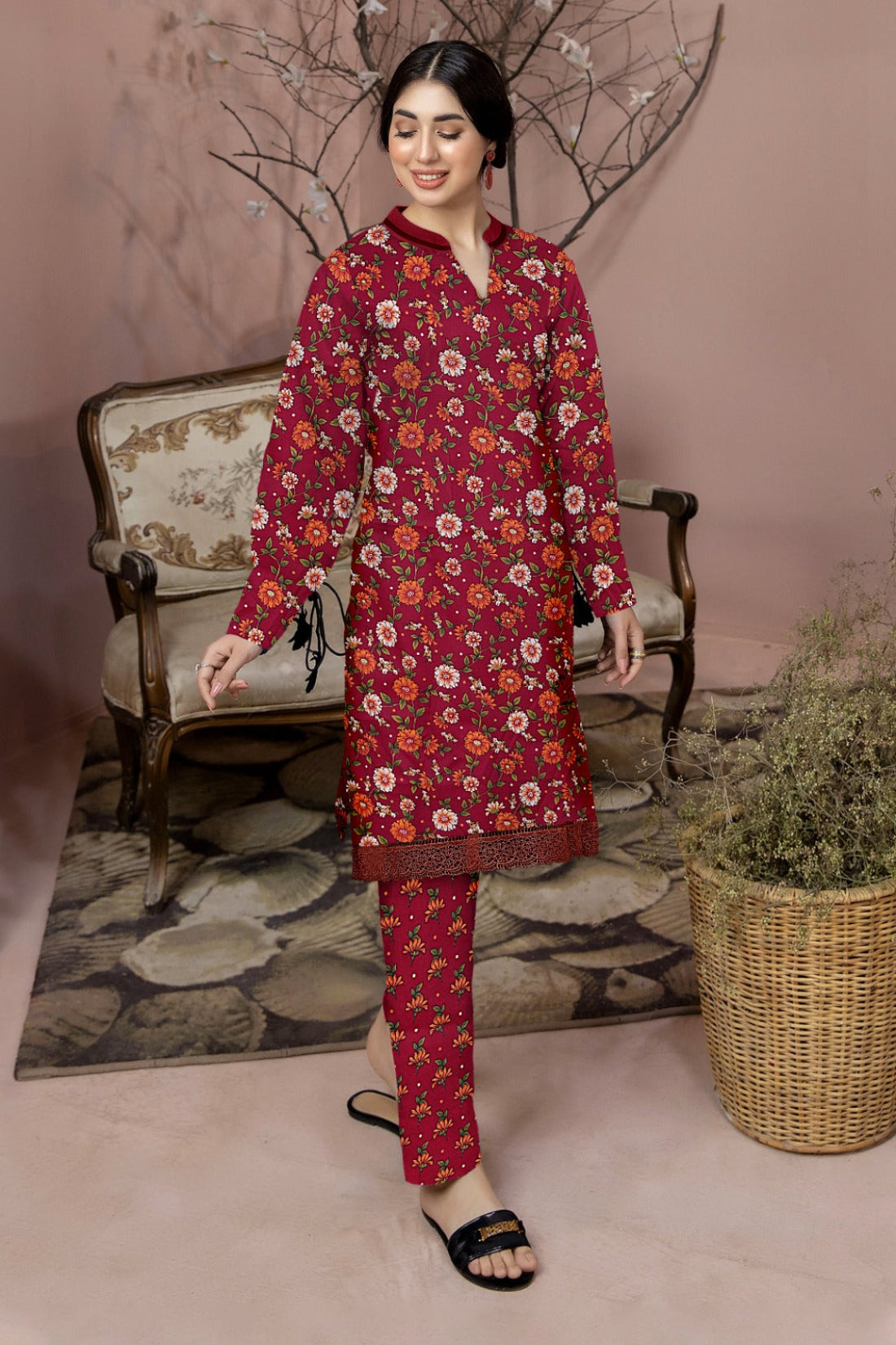 2 Piece – Cotton Digital Print Suit ( Design A-14)