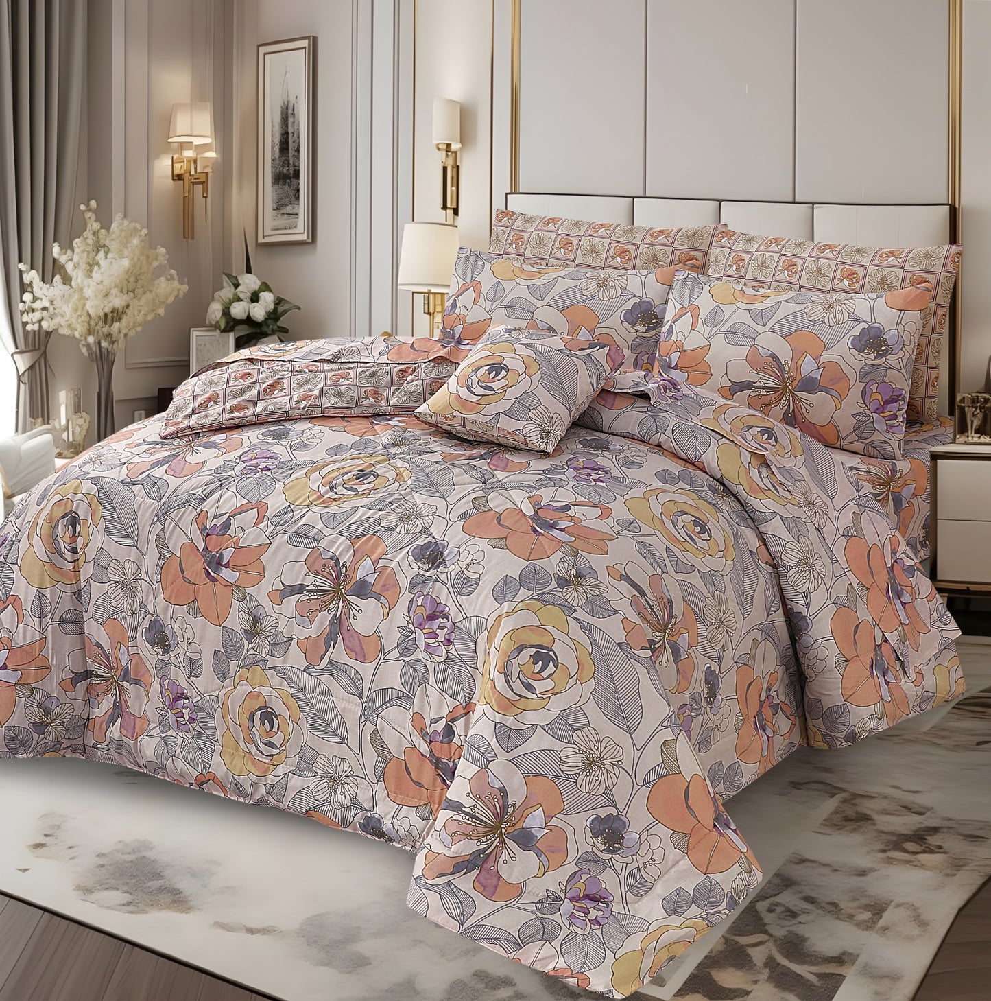 PREMIUM SUMMER KING SIZE COMFORTER SET - 7-PIECE